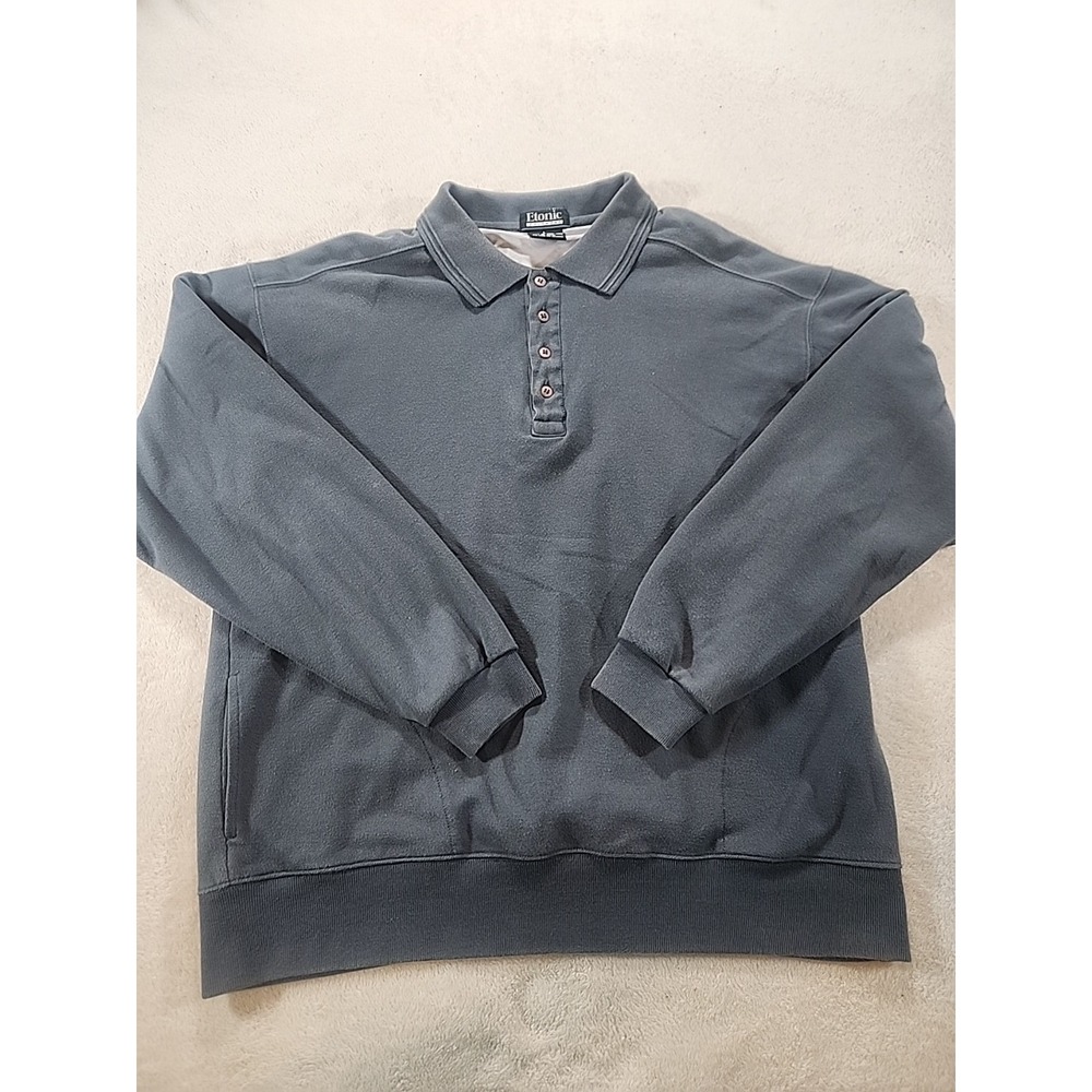 Etonic Golf Wear Lined Pullover Long Sleeve Gray With Pockets Size Large